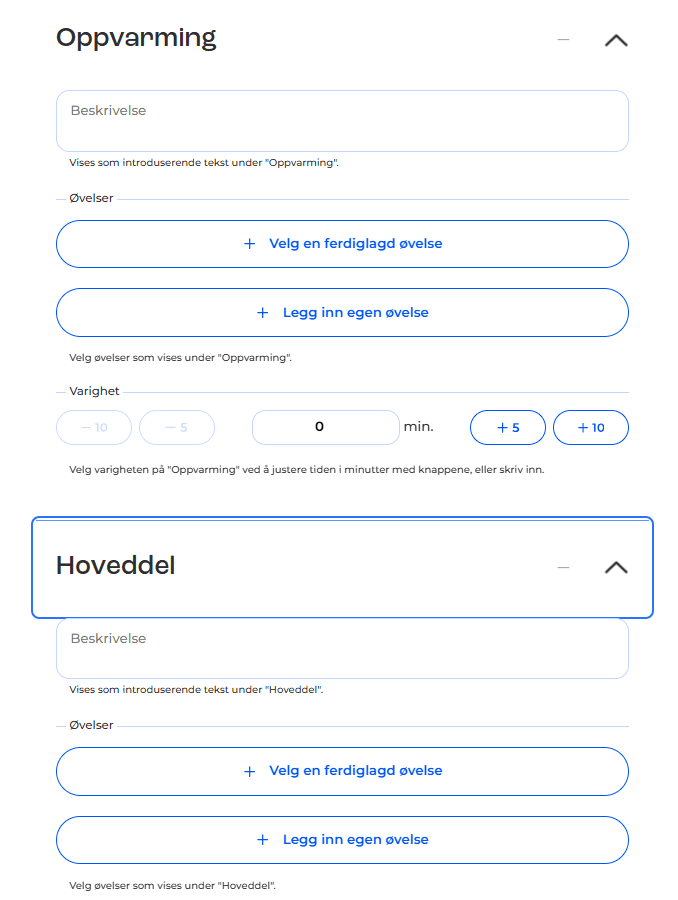 Egne øvelser i tiim
